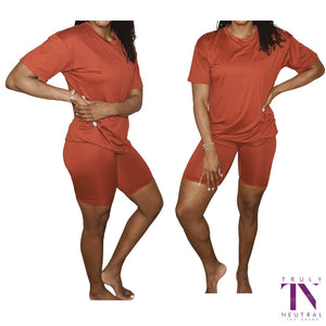 TARA |  RUST BIKER SHORT SET