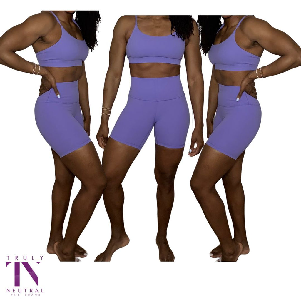 KYLEE | PURPLE ACTIVE WEAR SHORTS SET