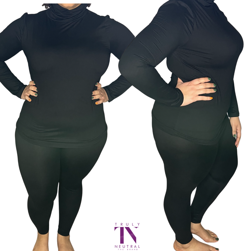 LYDIA | BLACK PLUS SIZE TURTLENECK LOUNGE SET