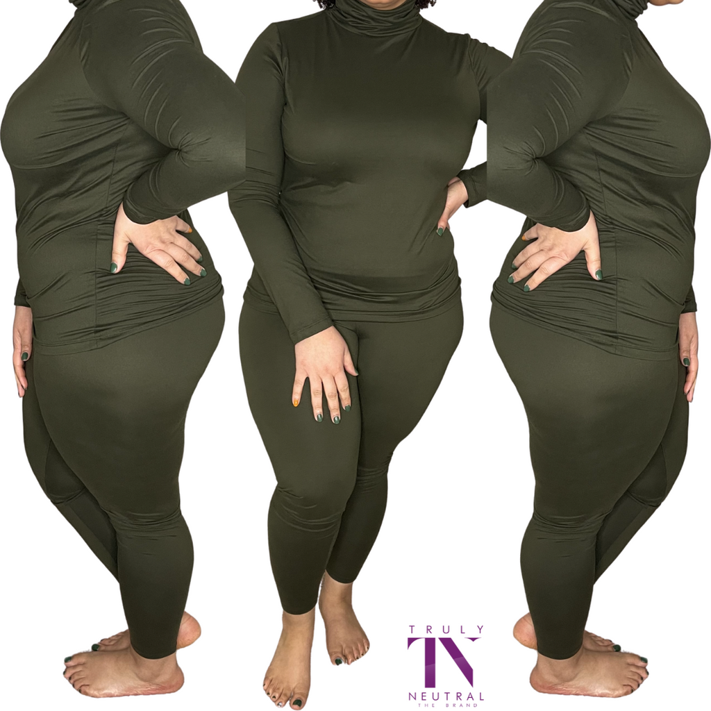 LYDIA | ARMY GREEN PLUS SIZE TURTLENECK LOUNGE SET